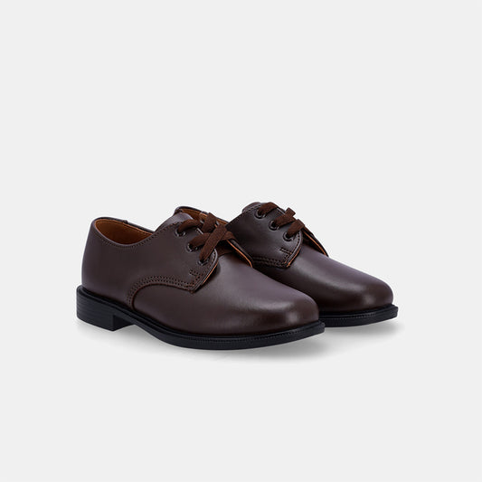 Hank Younger Kids Lace Up School Shoe - Brown