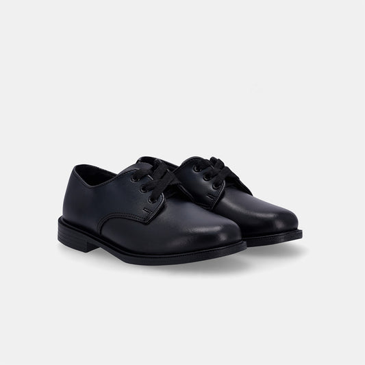 Hank Younger Kids Lace Up School Shoe - Black