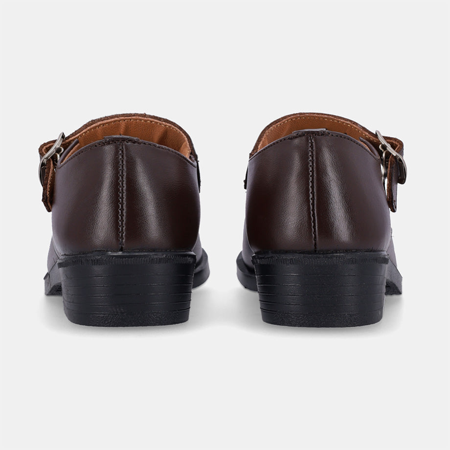 Pearl Younger Girls School Shoe - Brown