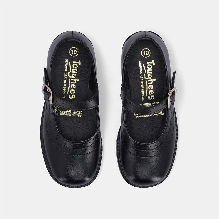 Pearl Younger Girls School Shoe - Black
