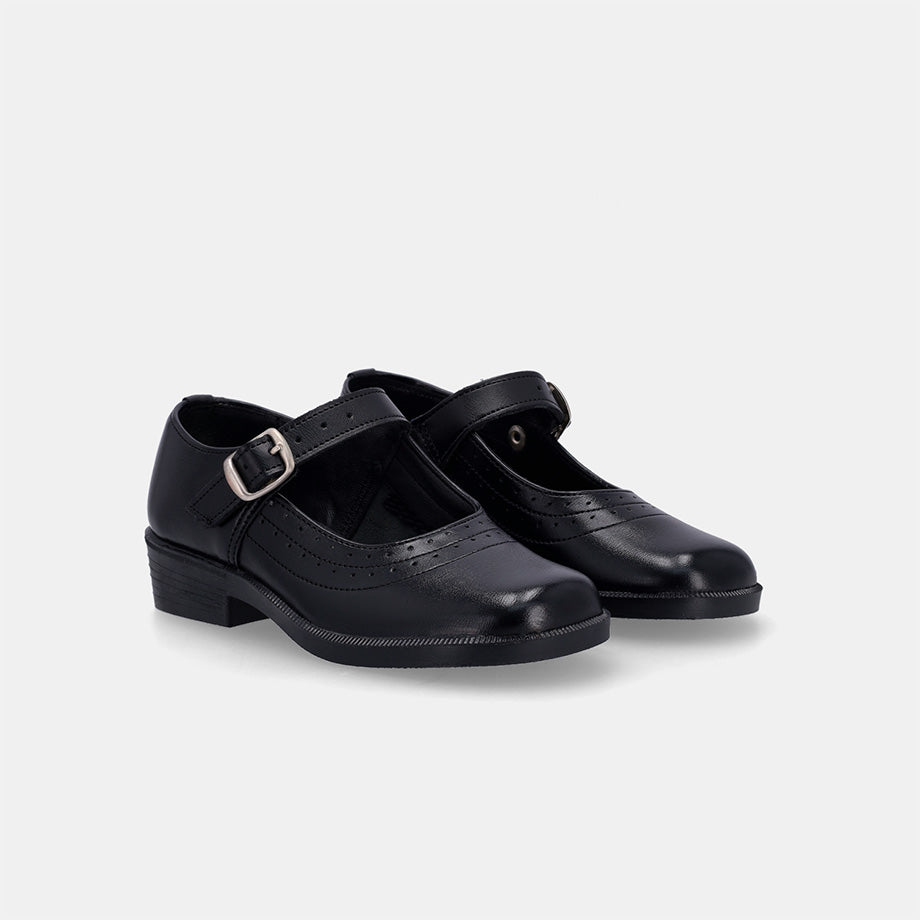 Pearl Younger Girls School Shoe - Black