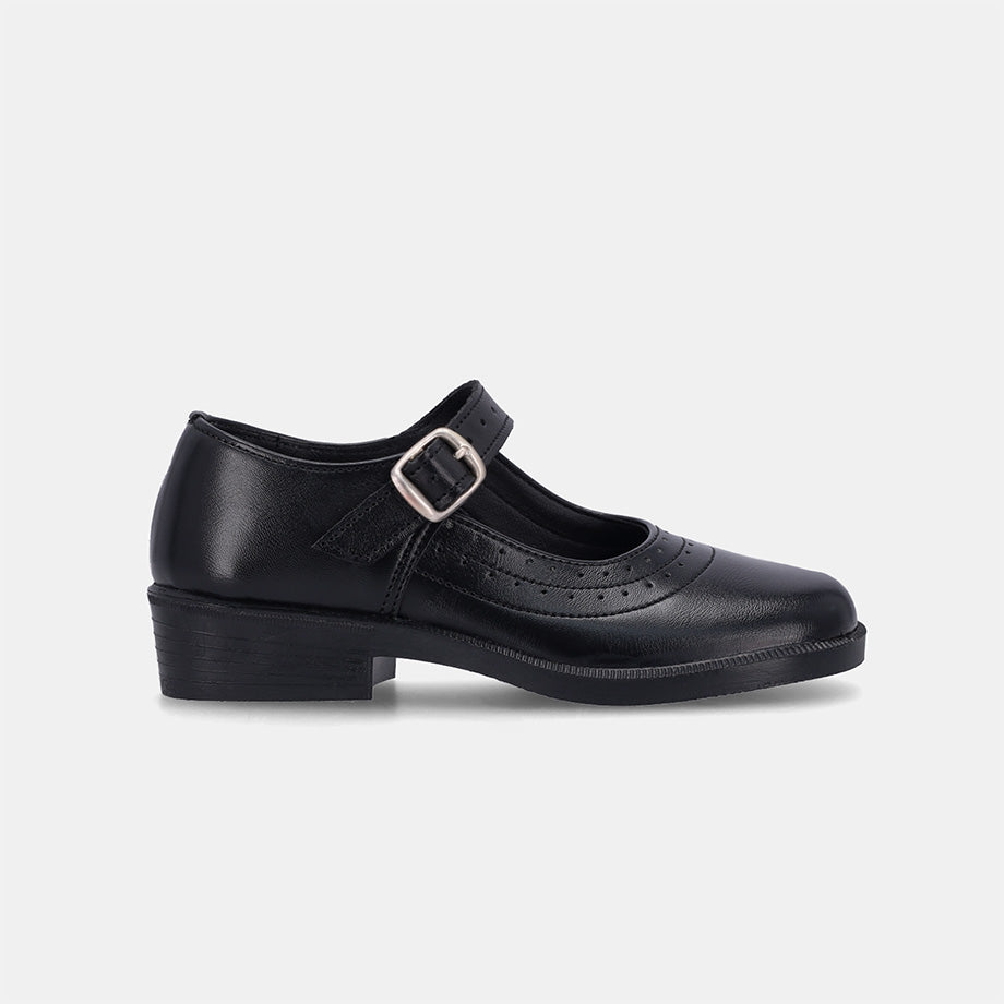 Pearl Younger Girls School Shoe - Black