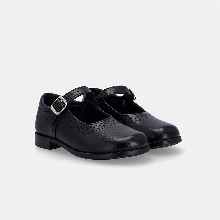 Sara Younger Girls School Shoe - Black