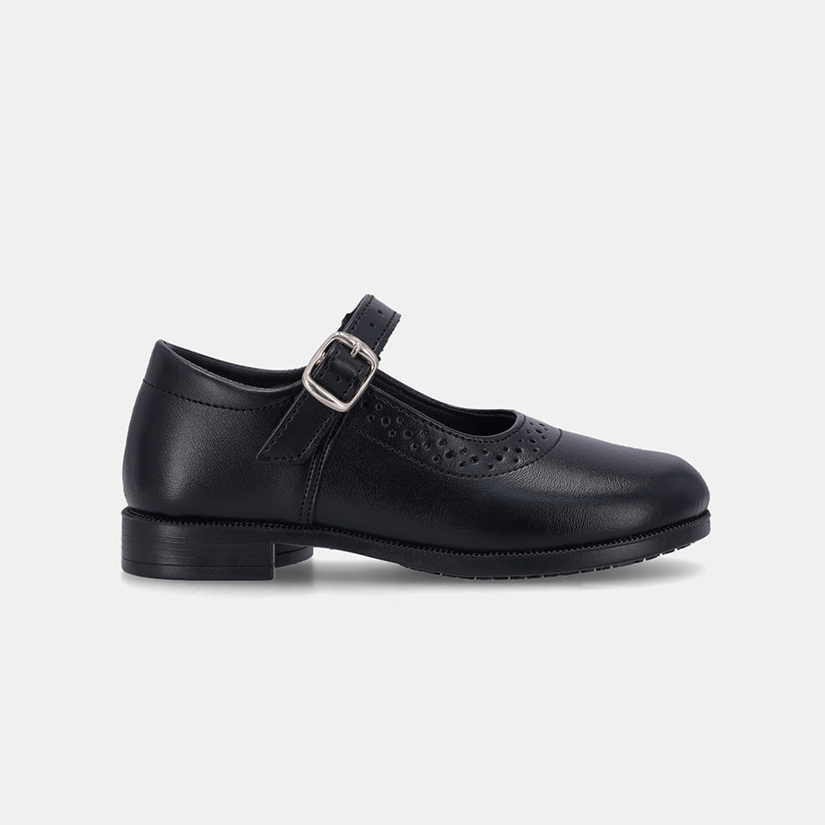 Sara Younger Girls School Shoe - Black