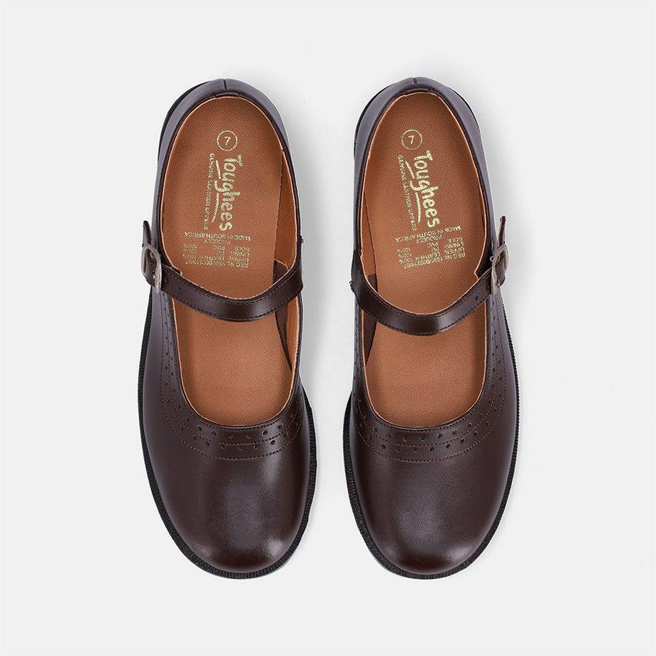 Pearl Ladies School Shoe - Brown