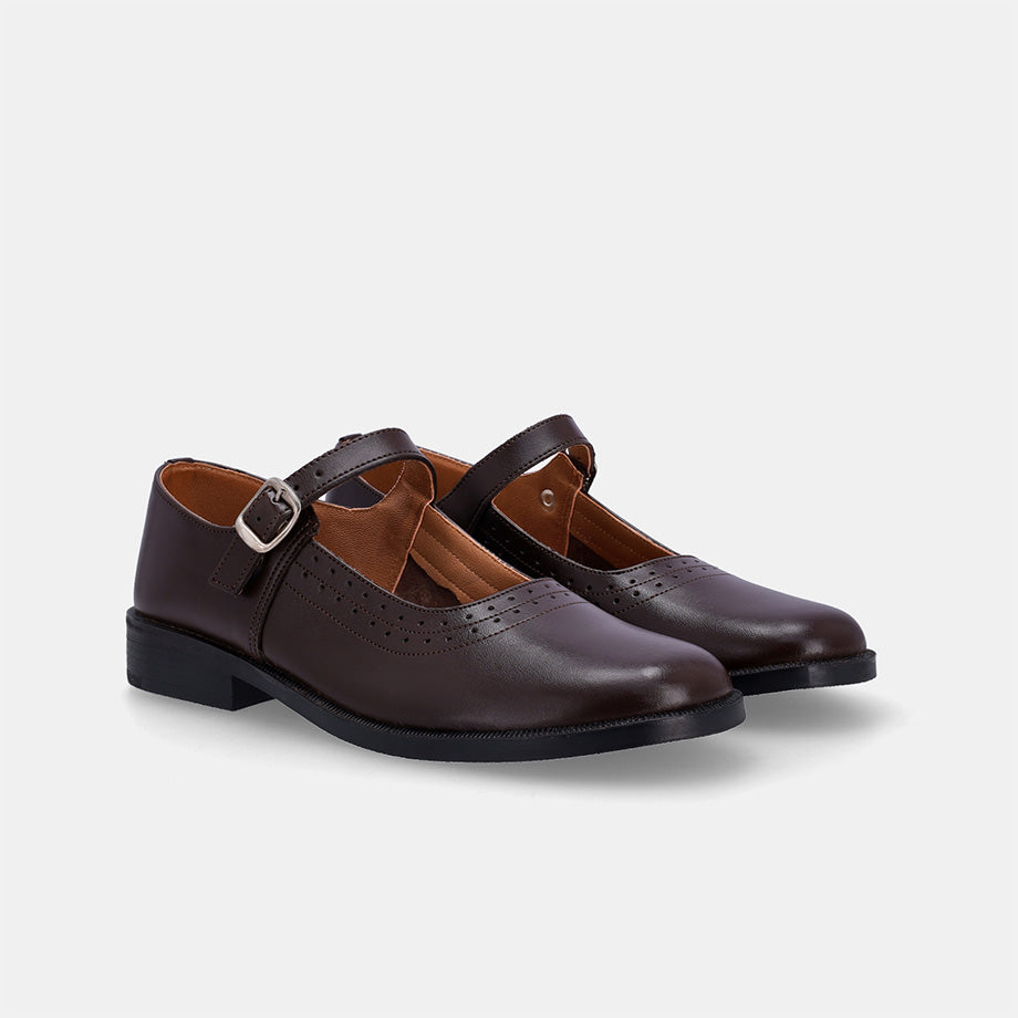 Pearl Ladies School Shoe - Brown