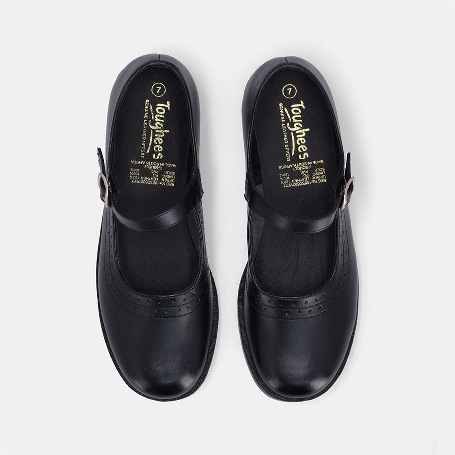 Pearl Ladies School Shoe - Black