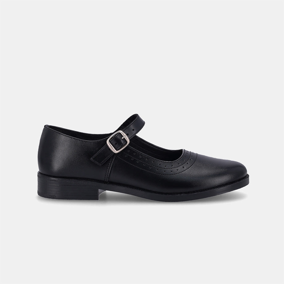 Pearl Ladies School Shoe - Black