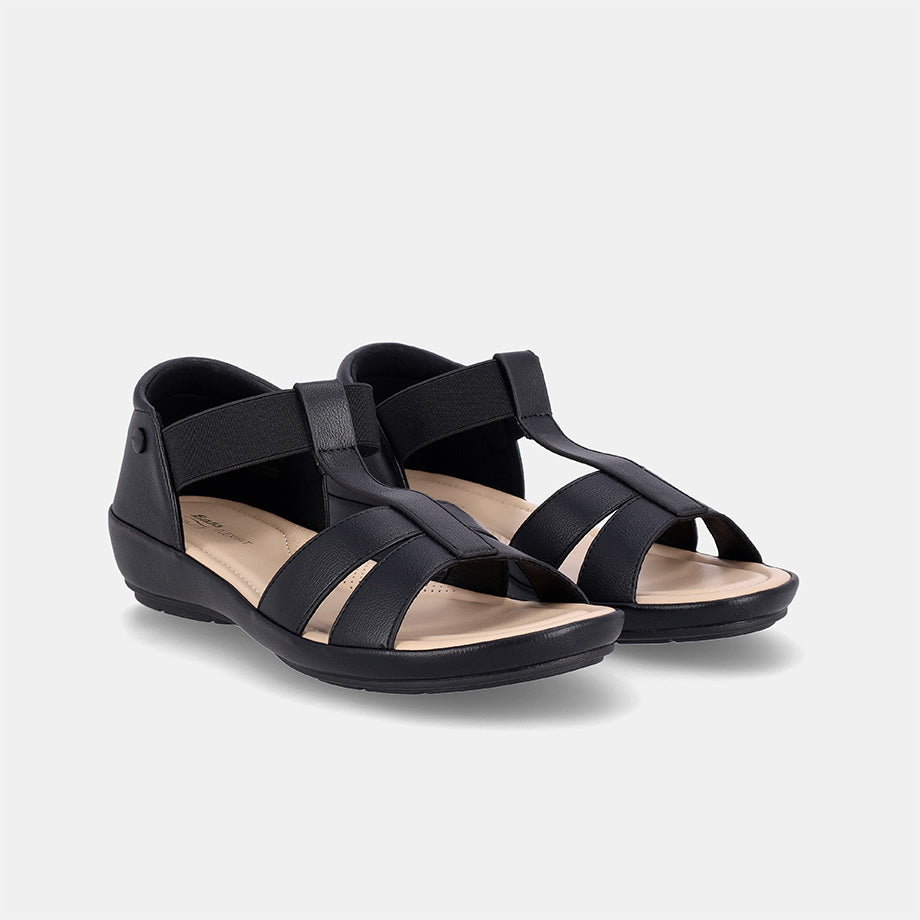 Cloe Elastic Strap Sandal - Black