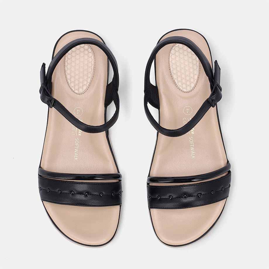 Colerin Single Band Strap Sandal-Black