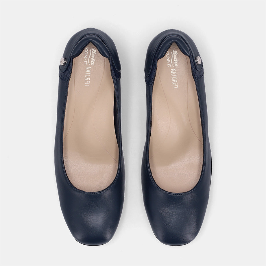 Flora Court Block Heel - Navy