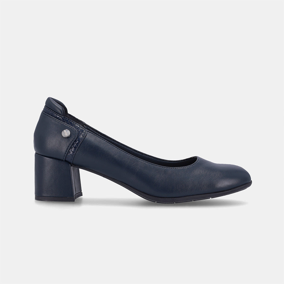 Flora Court Block Heel - Navy