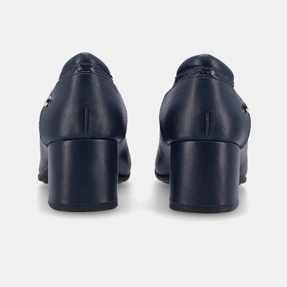 Flora Court Block Heel - Navy
