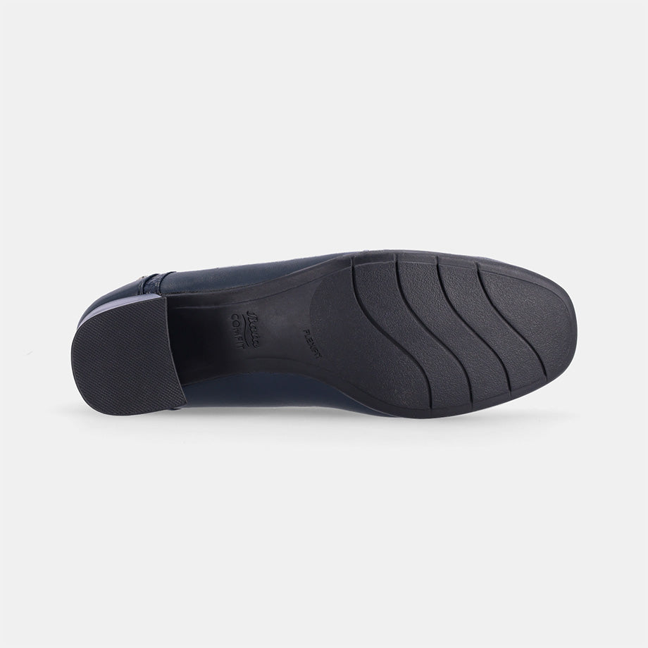 Flora Court Block Heel - Navy