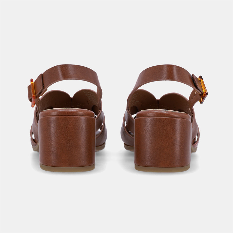 Federica Strap Block Heel - Brown