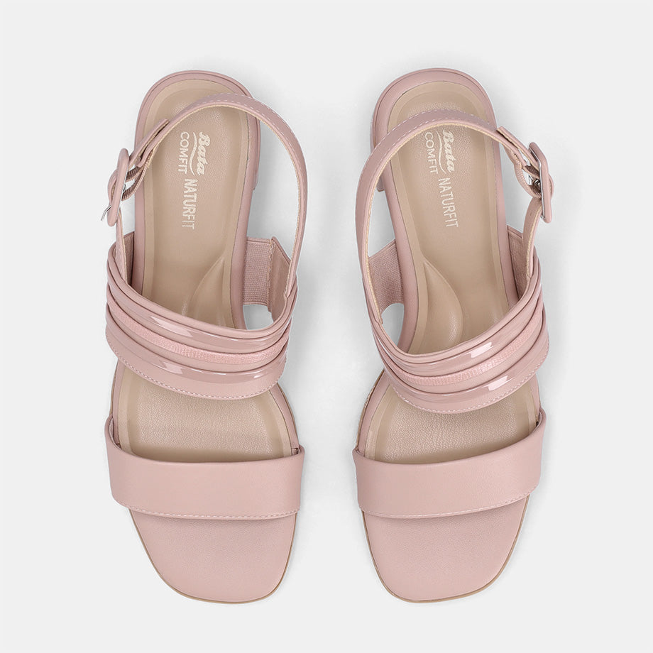 Federica Double Band Block Heel - Nude