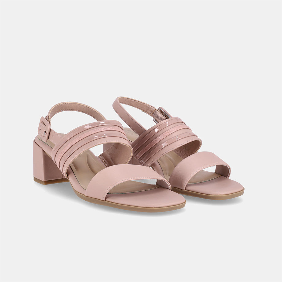 Federica Double Band Block Heel - Nude