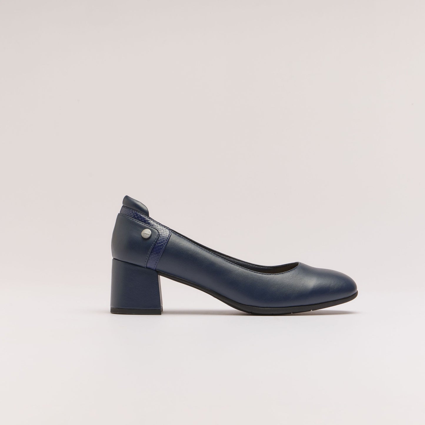 Flora Court Block Heel - Navy