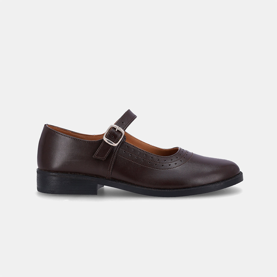 Pearl Ladies School Shoe - Brown