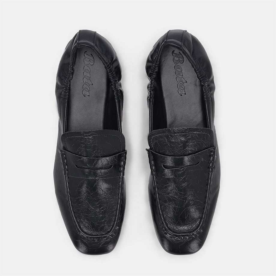 London Elastic Back Moccasin - Black