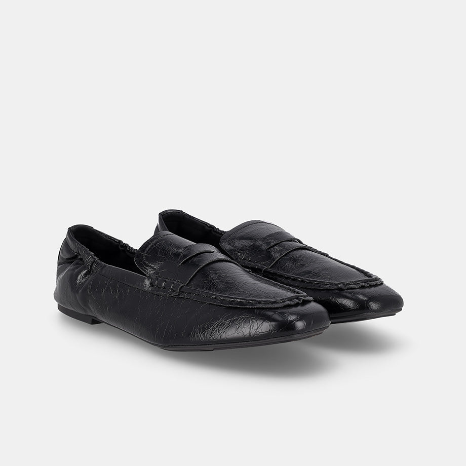 London Elastic Back Moccasin - Black