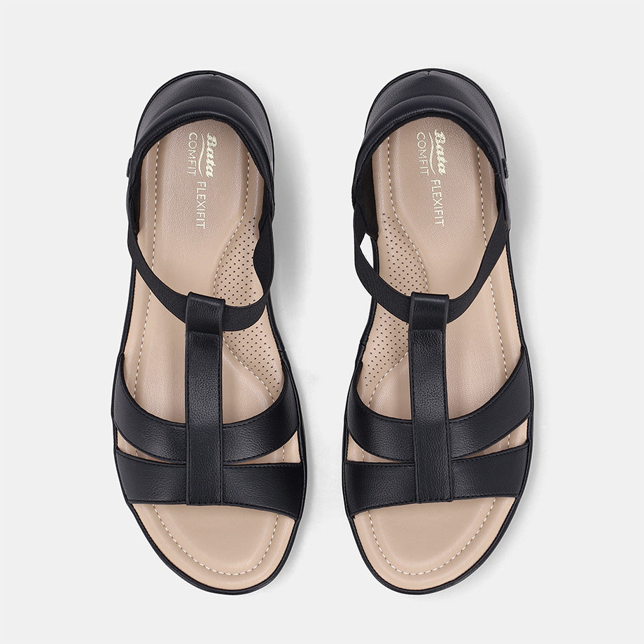 Cloe Elastic Strap Sandal - Black