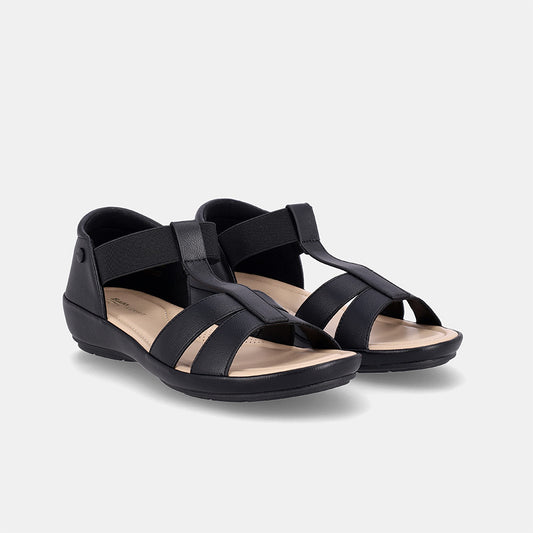 Cloe Elastic Strap Sandal - Black