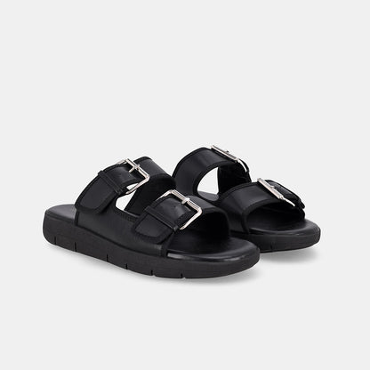Franca Double Strap Sandal - Black