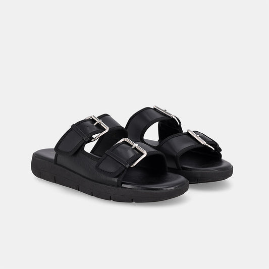 Franca Double Strap Sandal - Black
