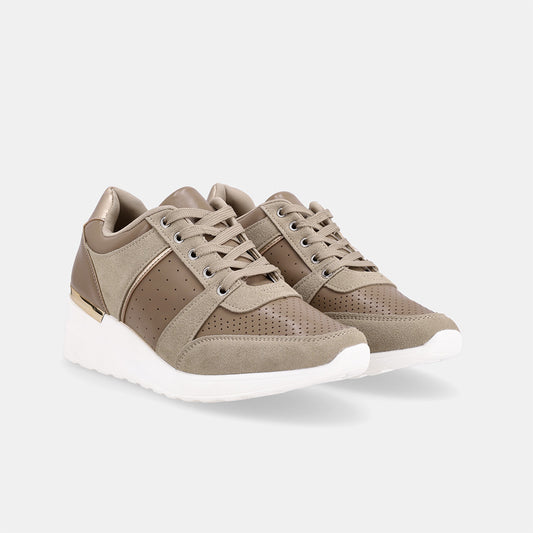 New Star Wedge Lace-up Sneaker - Beige