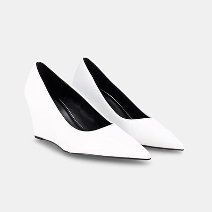 York Wedge Court Shoe - White