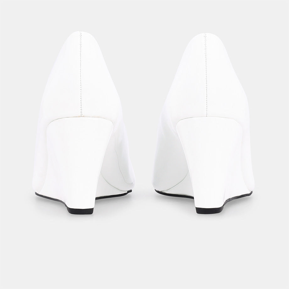 York Wedge Court Shoe - White