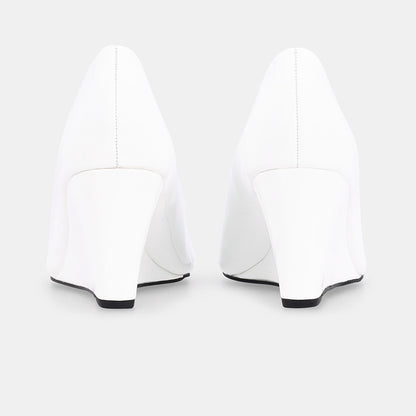York Wedge Court Shoe - White
