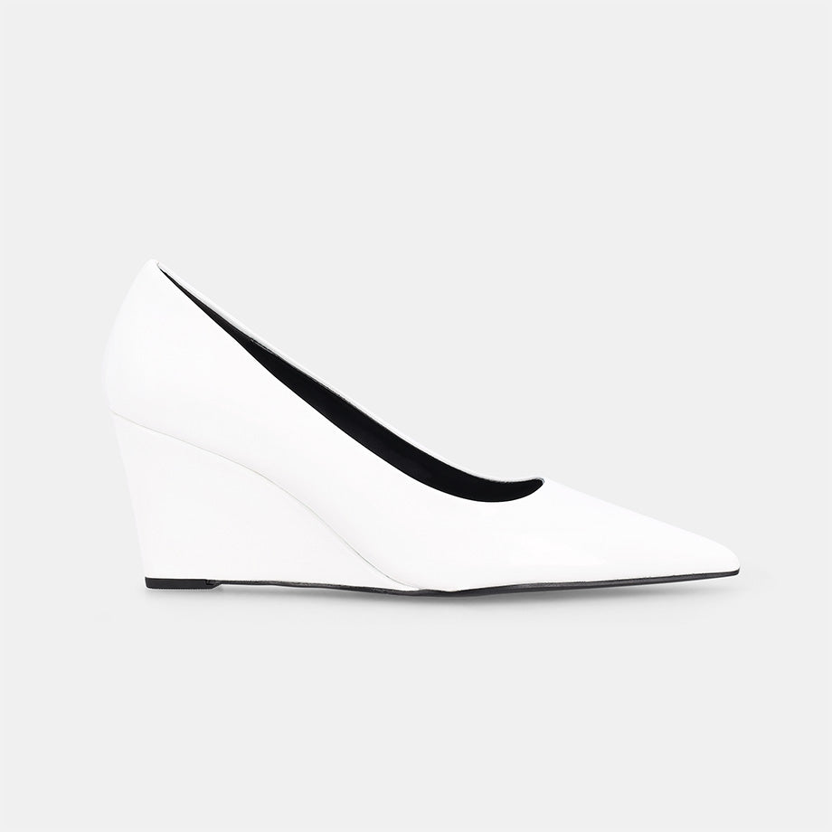 York Wedge Court Shoe - White