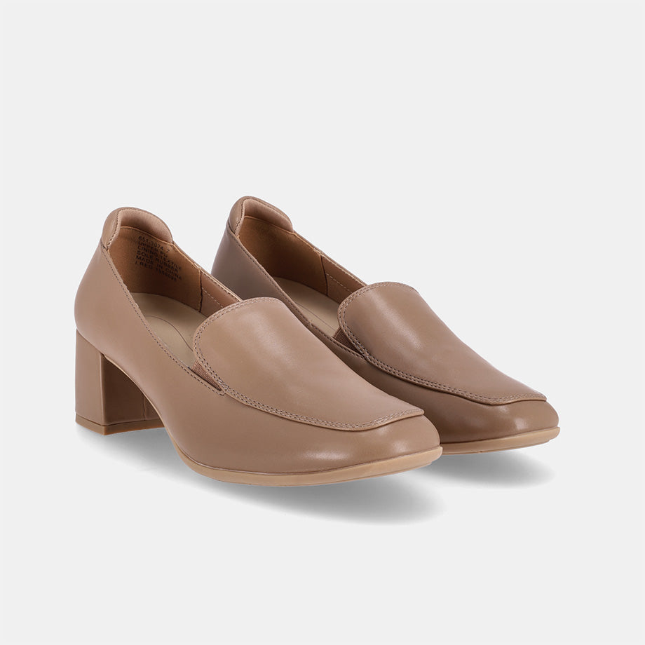 Flora Court Block Heel - Taupe