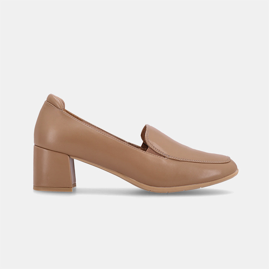 Flora Court Block Heel - Taupe