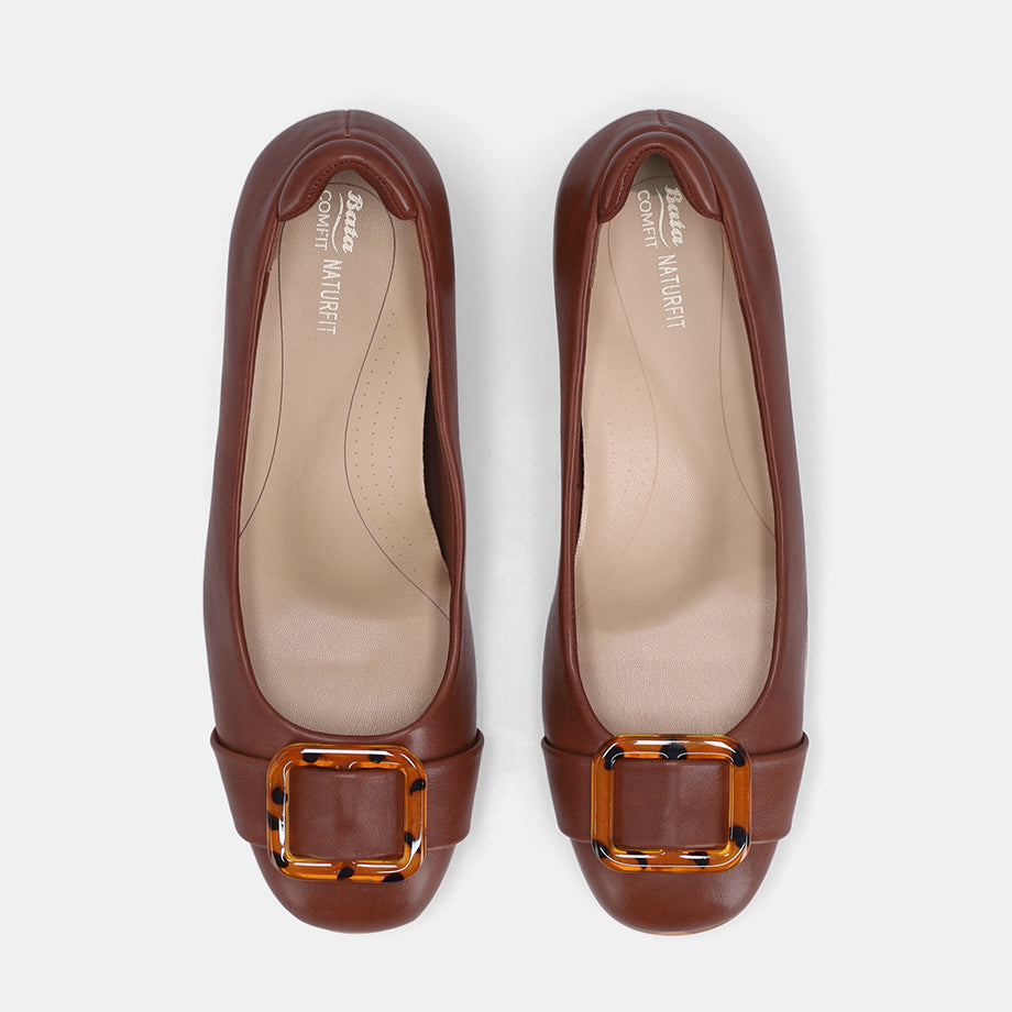 Flora Court Block Heel - Brown