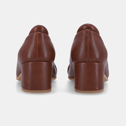 Flora Court Block Heel - Brown