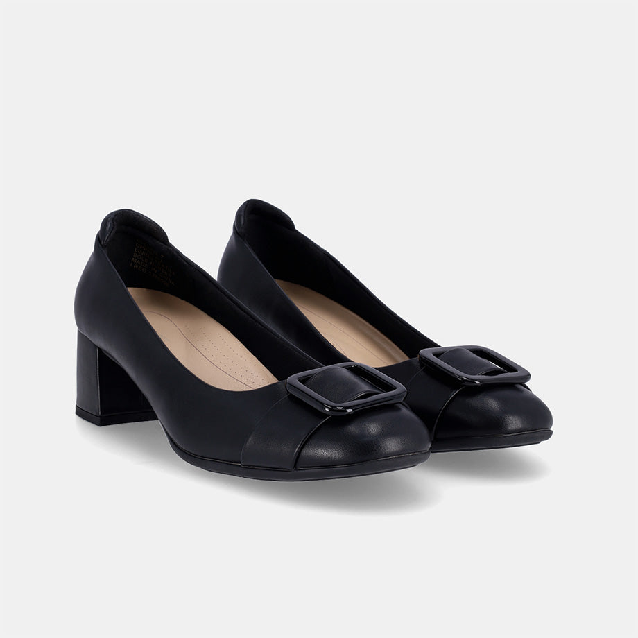 Flora Court Block Heel - Black