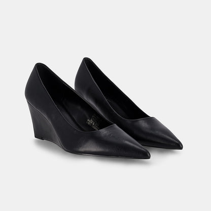 York Wedge Court Shoe - Black