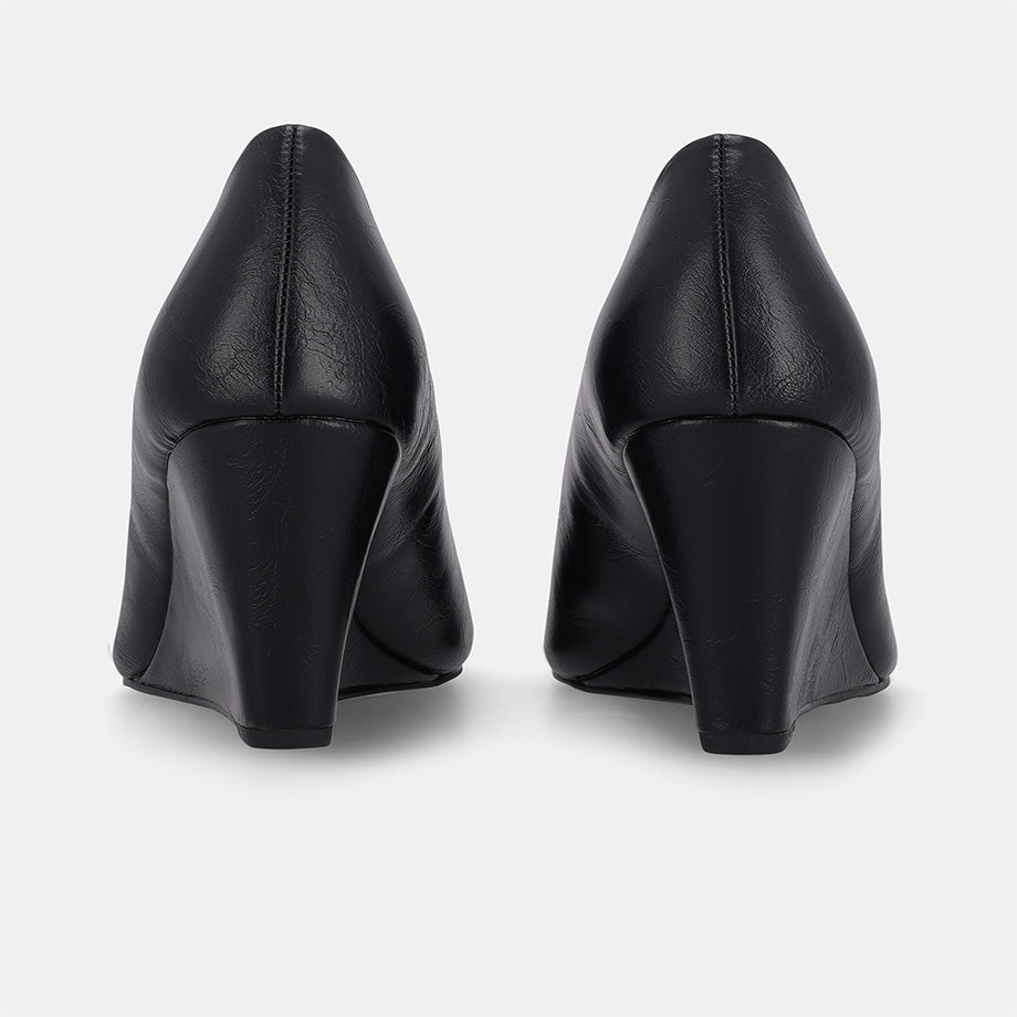 York Wedge Court Shoe - Black