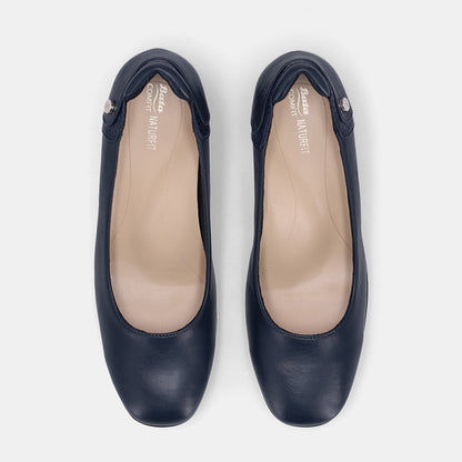 Flora Court Block Heel - Navy