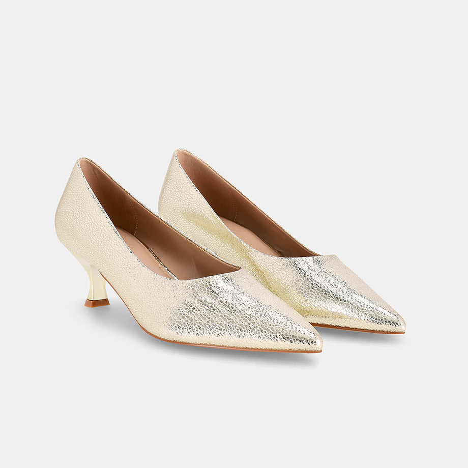 Detroit Pointed Court Shoe - Gold