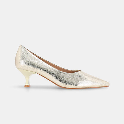 Detroit Pointed Court Shoe - Gold