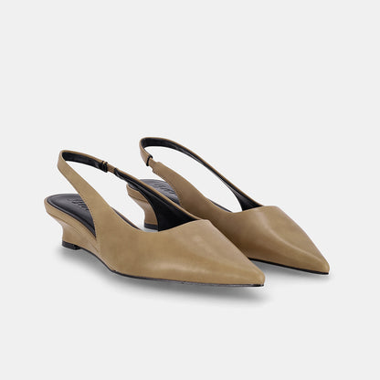 York Slingback Wedge - Beige