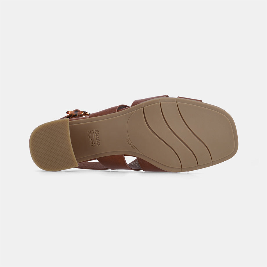 Federica Strap Block Heel - Brown