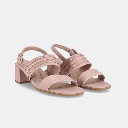 Federica Double Band Block Heel - Nude