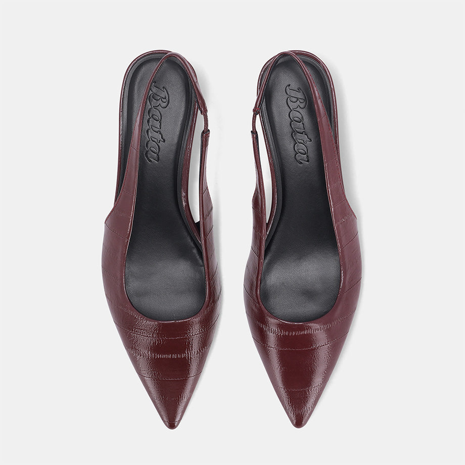 York Slingback Wedge - Burgundy
