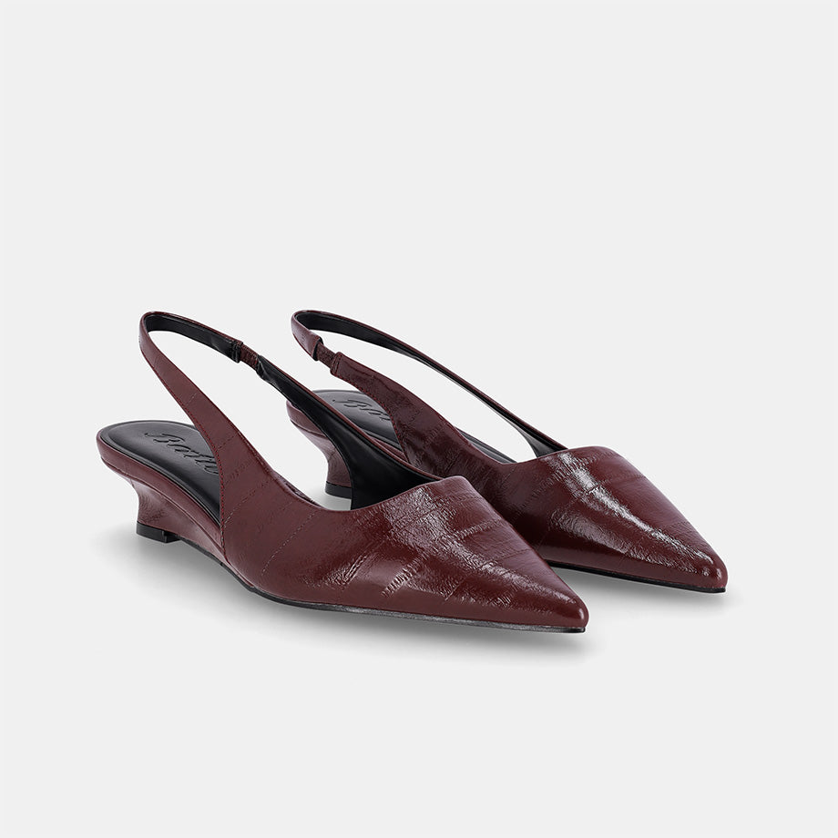 York Slingback Wedge - Burgundy