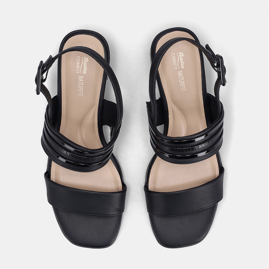 Federica Double Band Block Heel - Black